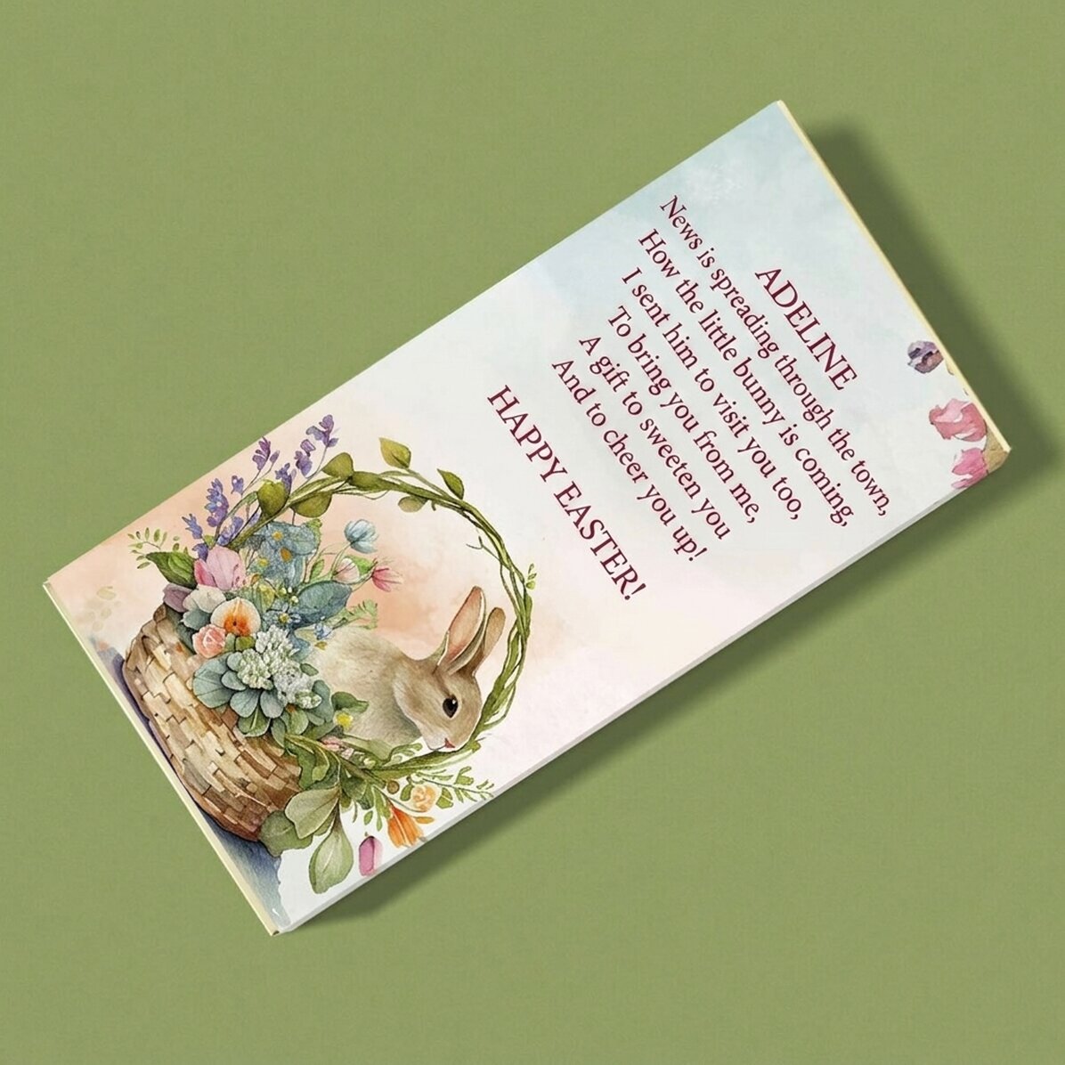 Personalised chocolate with Easter message