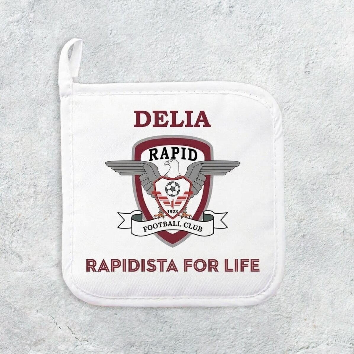 FC Rapid hot pot holder personalised with name and message