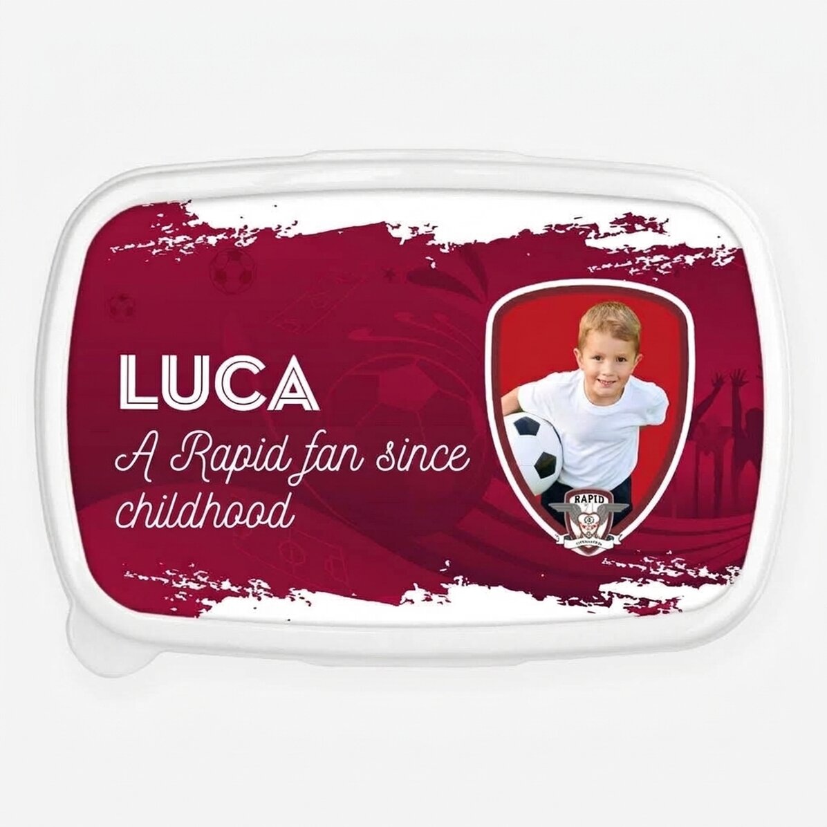 Lunch box, FC Rapid 1923 casserole dish personalised with photo and name