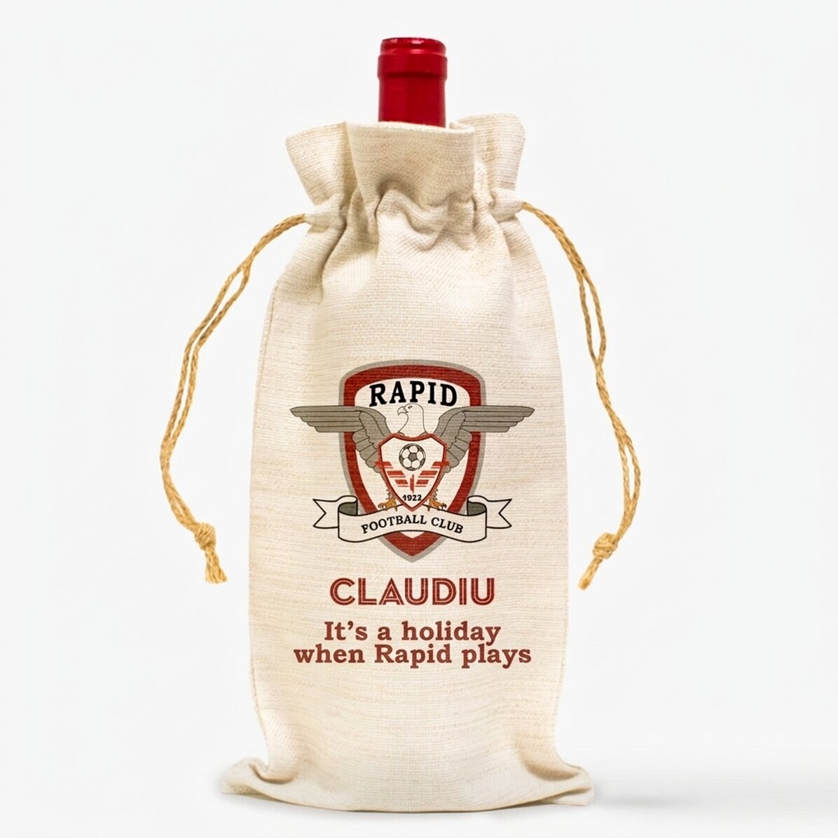 Personalised bag for FC Rapid wine bottle - Name and message
