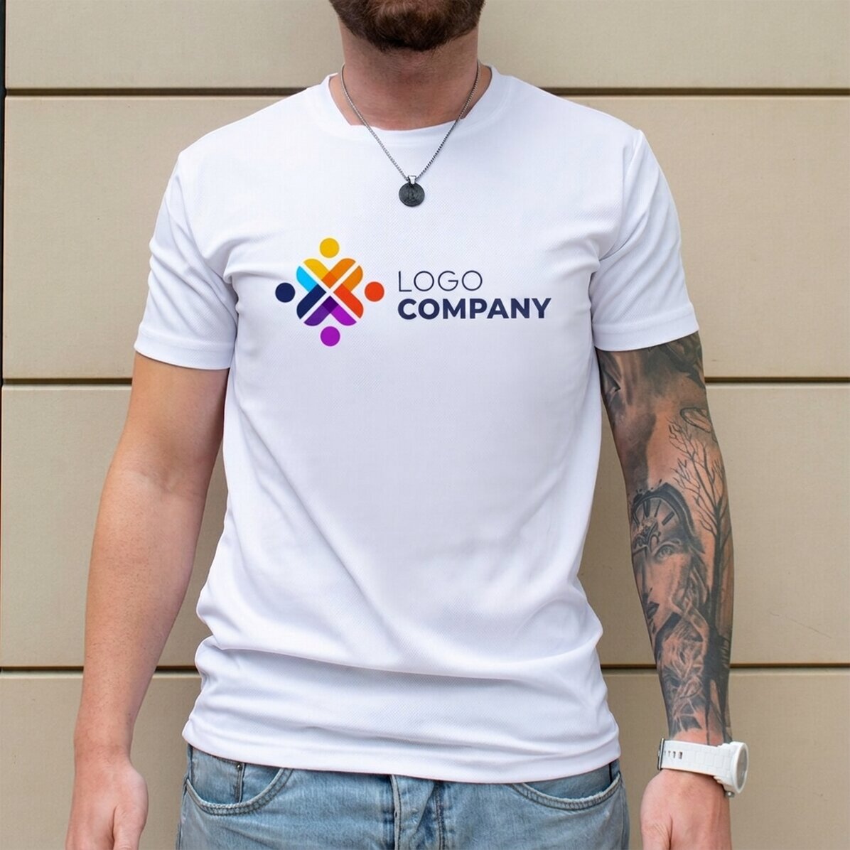Customised sports T-shirt with landscape logo