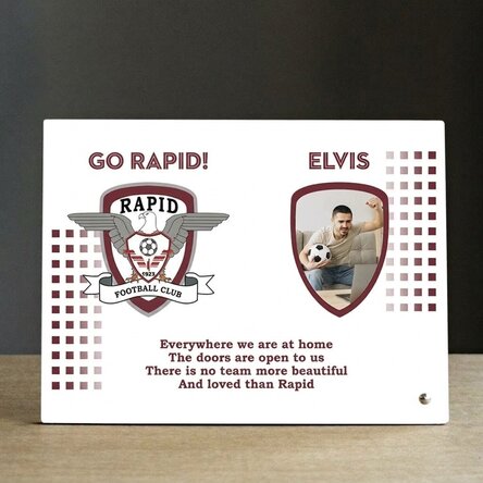 FC Rapid desk photo frame personalised with a photo and text - Rapid Anthem
