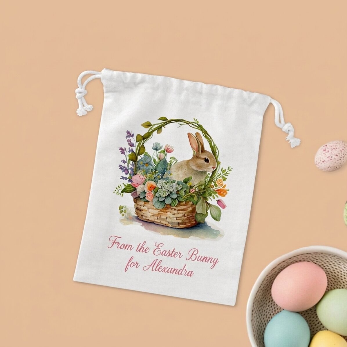 Small gift bag personalised with text - Bunny