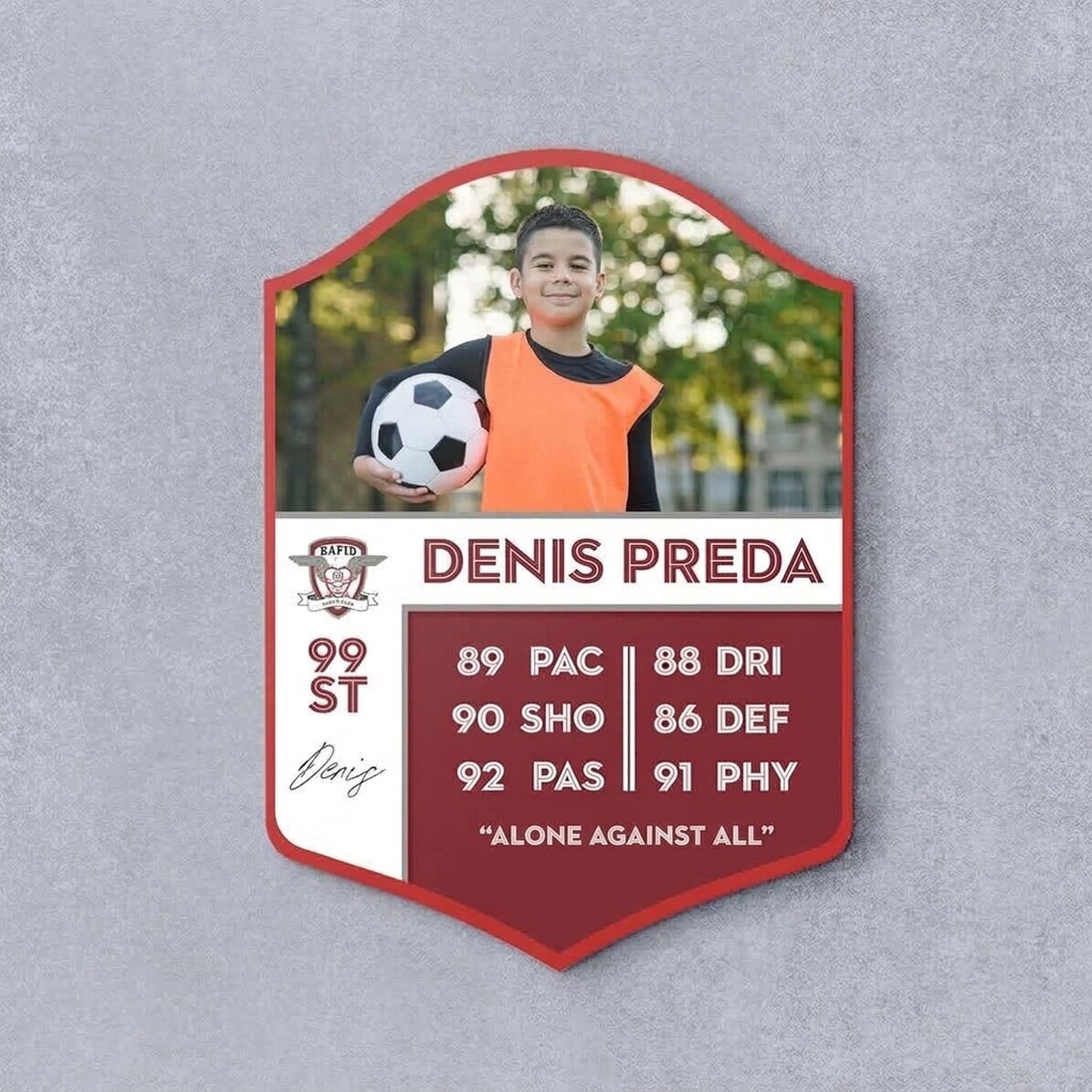 Personalised FIFA FC Rapid card with a photo and statistics