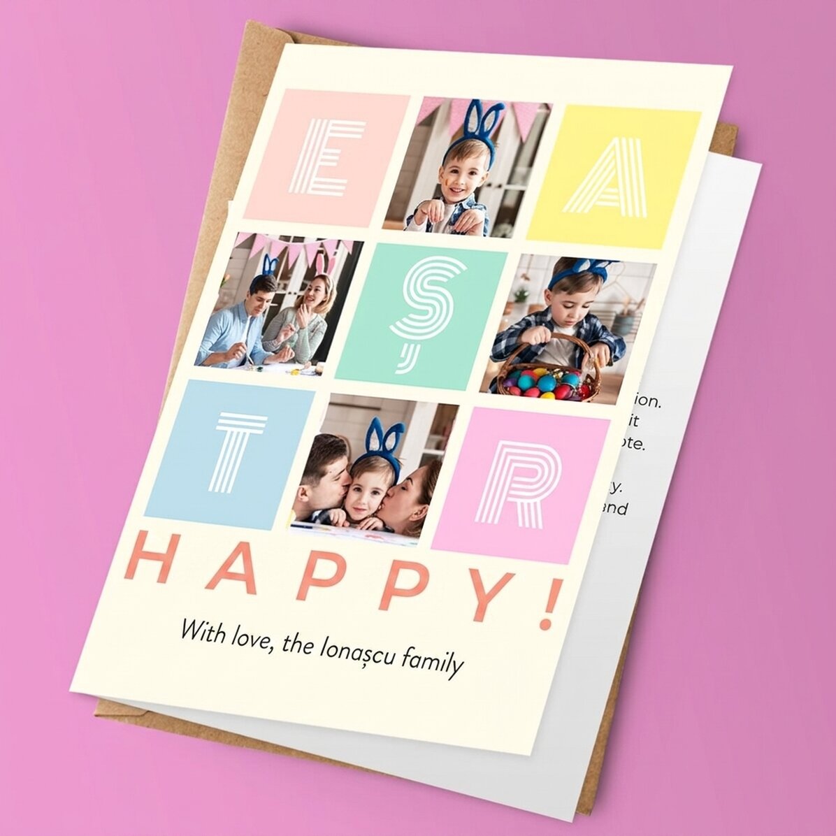 Personalised card with 4 photos and message - Happy Easter!