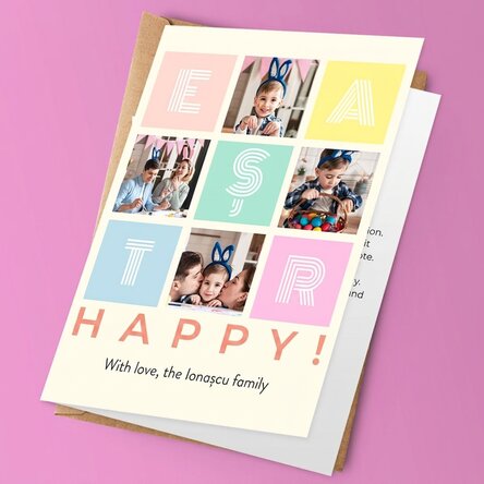 Personalised card with 4 photos and message - Happy Easter!