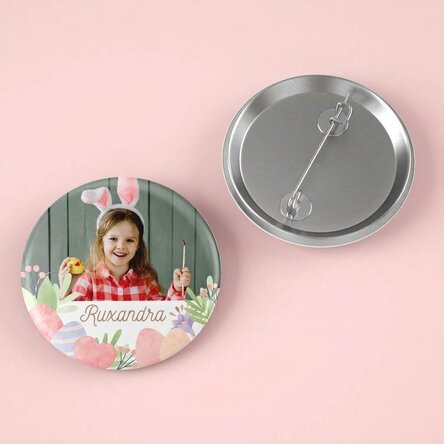 Personalised badge with name and photo - Easter model