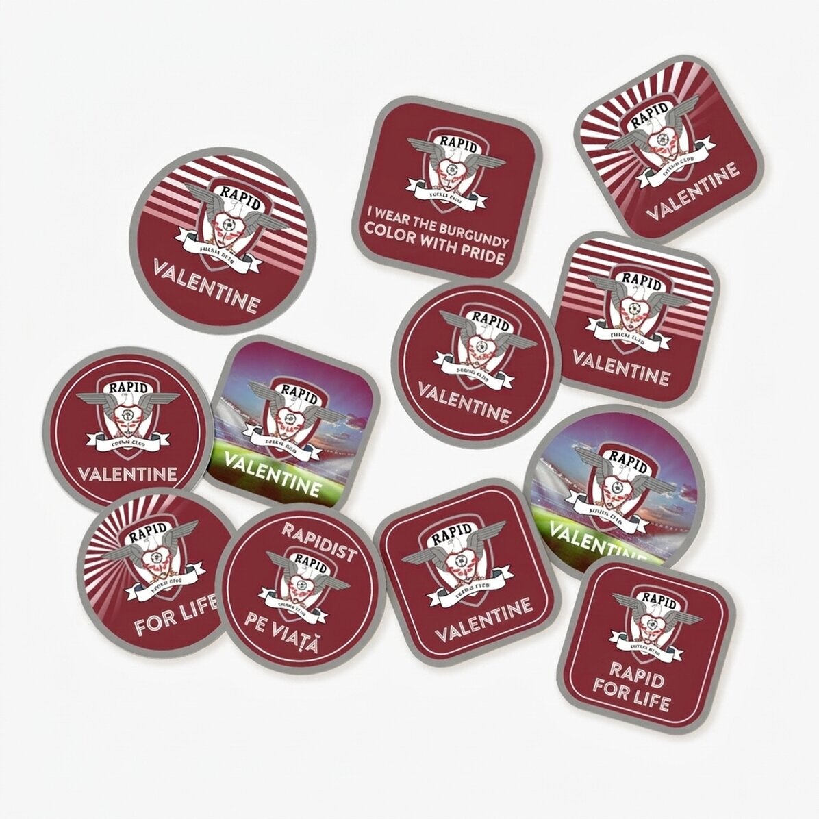 Set of 12 stickers (self-adhesive labels) FC Rapid personalised with text