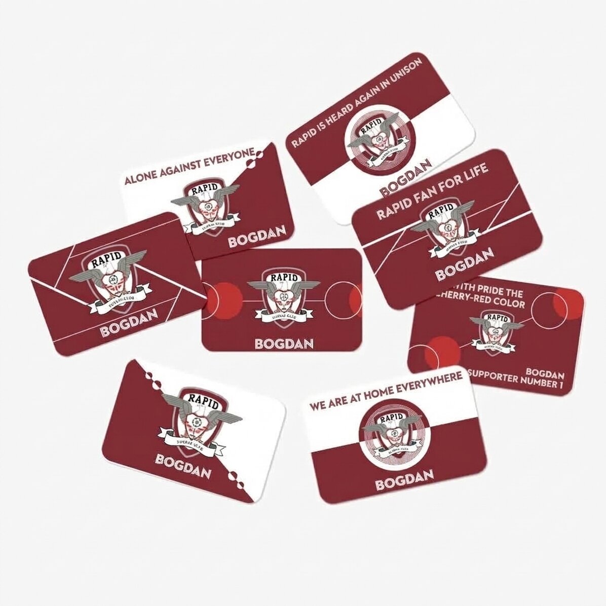 Set of 8 stickers (self-adhesive labels) FC Rapid personalised with names and messages