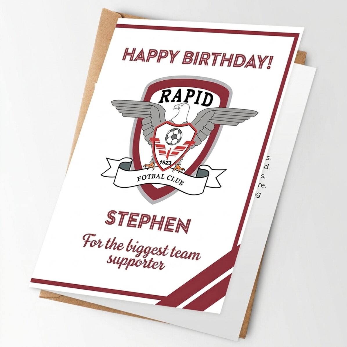 Personalised FC Rapid greeting card with message