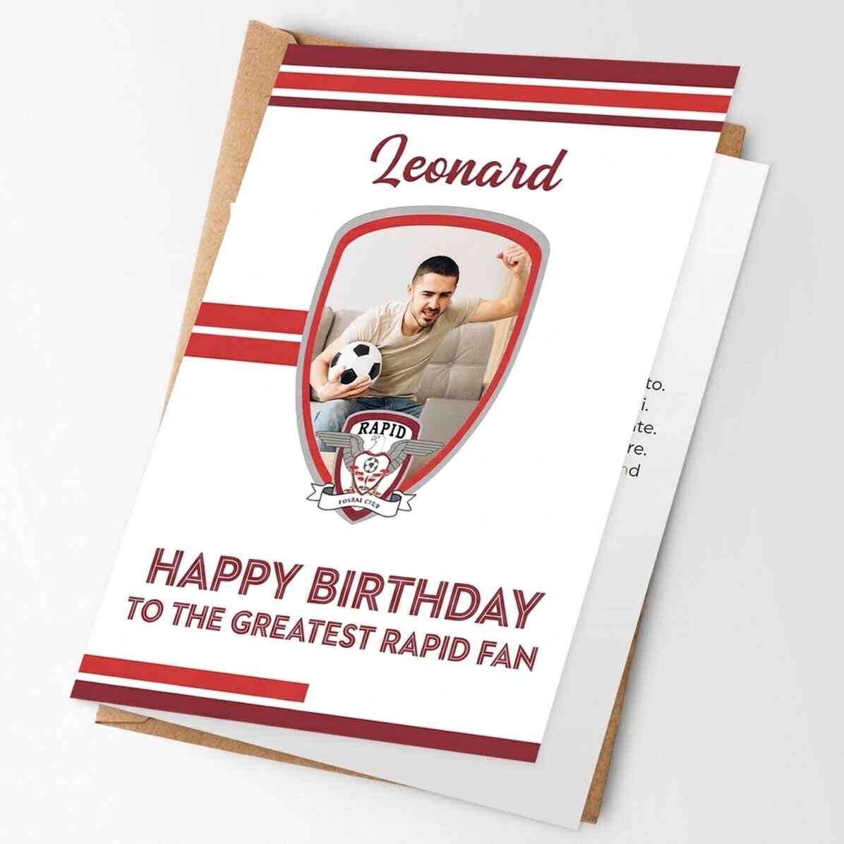 Personalised FC Rapid greeting card with photo and message