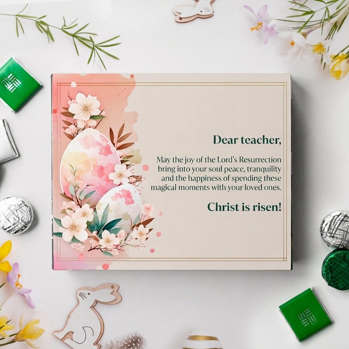 Personalised box of chocolates with a message for the teacher - Happy Easter!