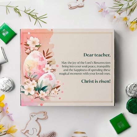 Personalised box of chocolates with a message for the teacher - Happy Easter!