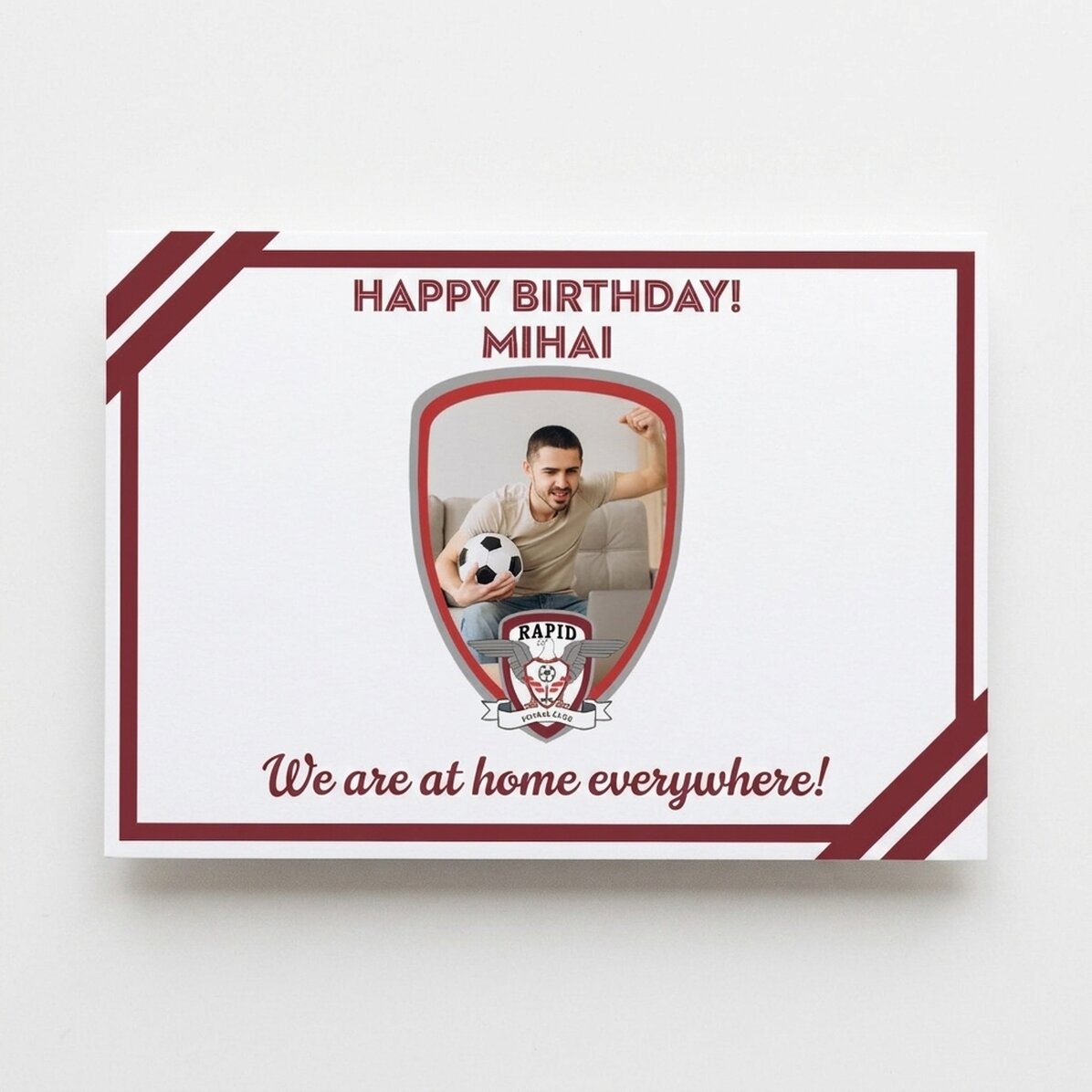 Personalised FC Rapid card with photo and message