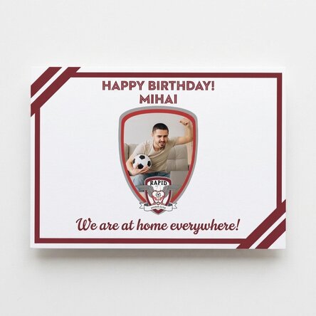Personalised FC Rapid card with photo and message