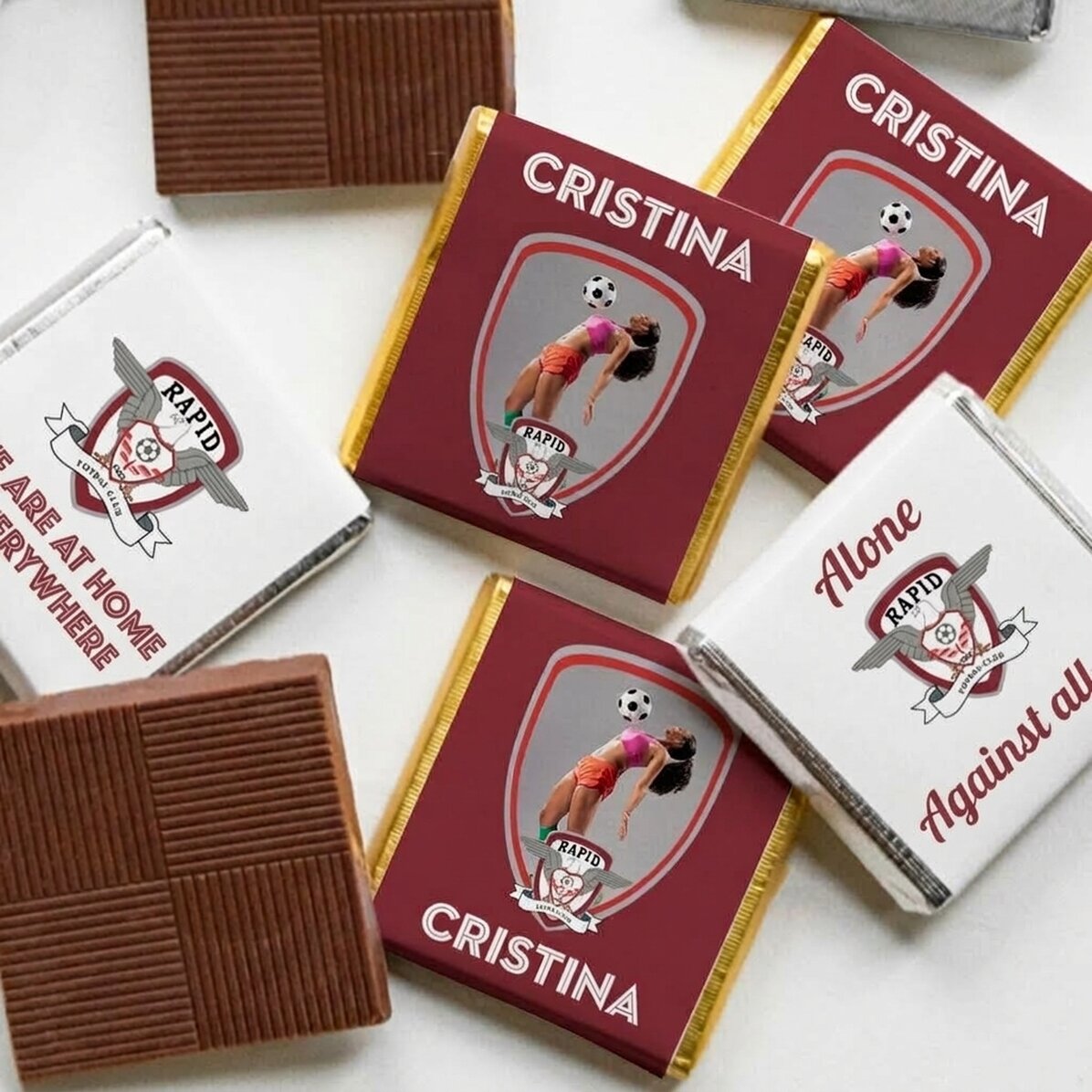 Set of 5 FC Rapid mini chocolates personalised with photos and message