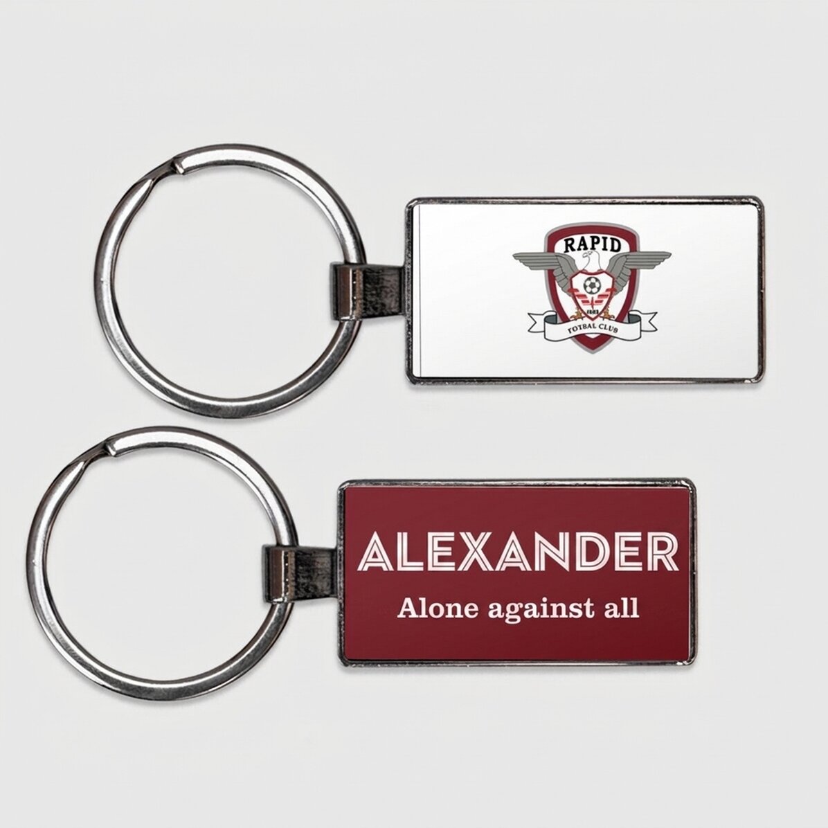 Personalised FC Rapid keyring with name and message