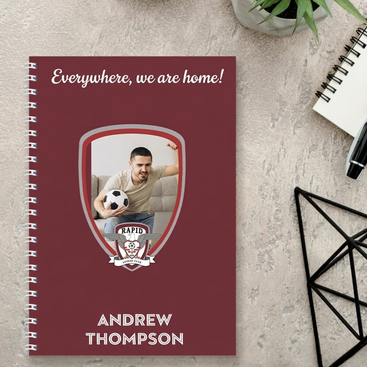 Personalised FC Rapid notebook with photo and message