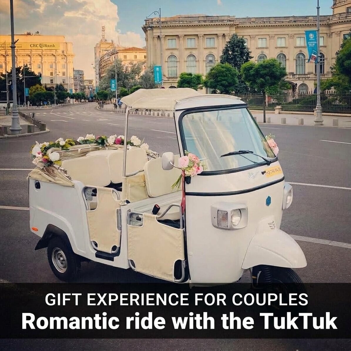 Gift experience for couples - Romantic TukTuk ride in Bucharest
