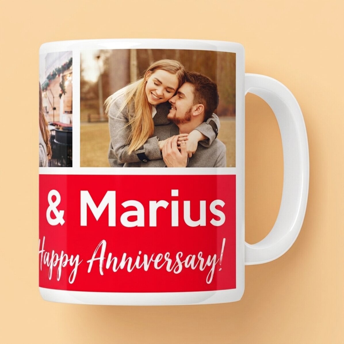 Personalised mug with 3 photos and text