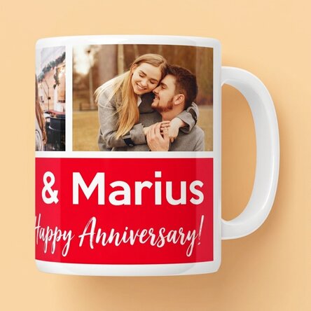 Personalised mug with 3 photos and text