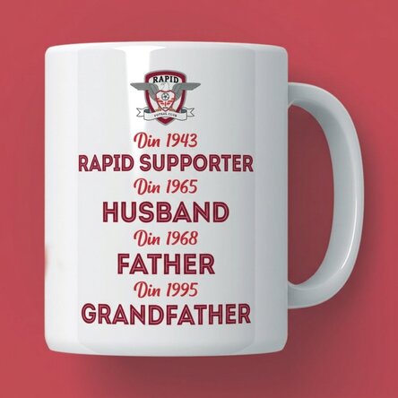FC Rapid mug personalised with text - The history of the Rapidist grandfather