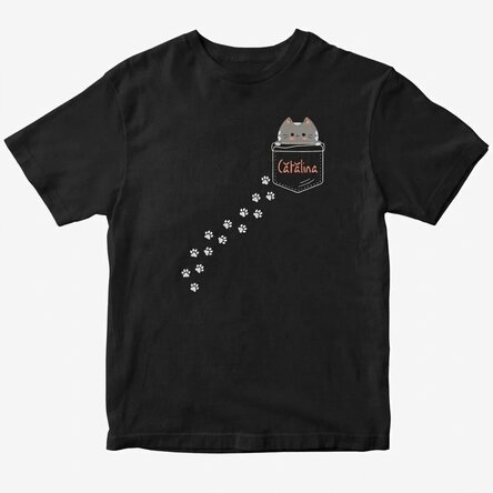 Custom cotton T-shirt with text - Hidden cat
