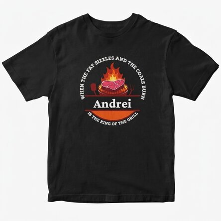Custom cotton T-shirt with text - King of the barbecue