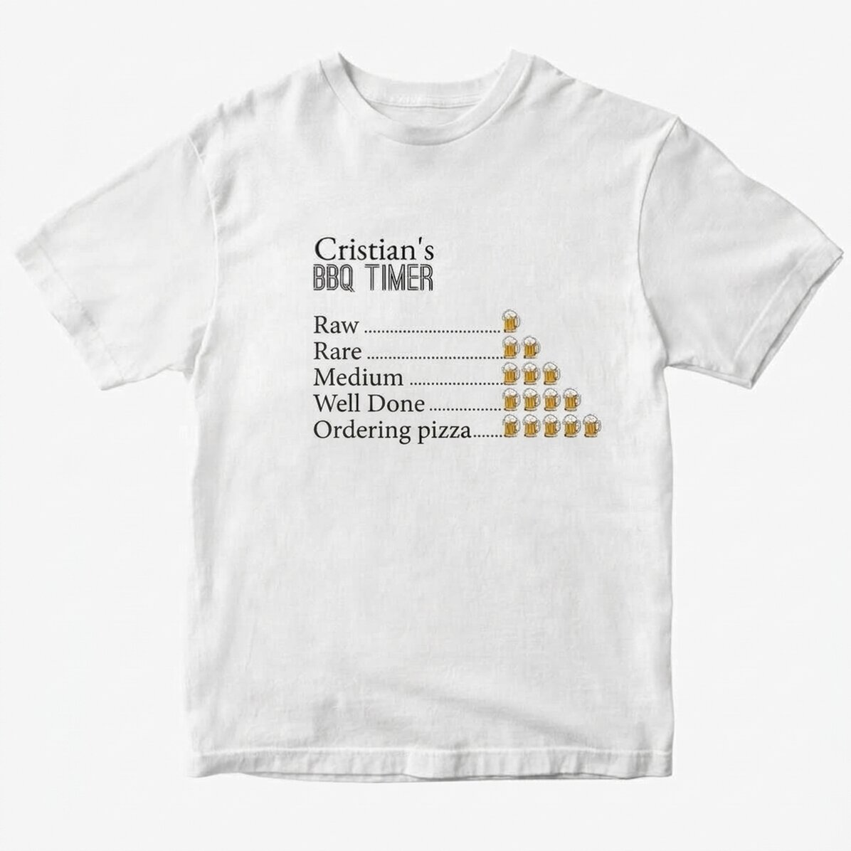 Custom cotton T-shirt with text - BBQ Timer