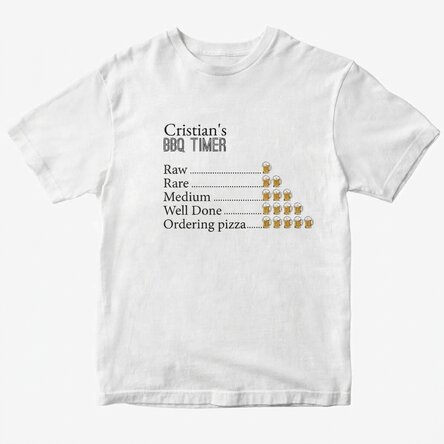 Custom cotton T-shirt with text - BBQ Timer
