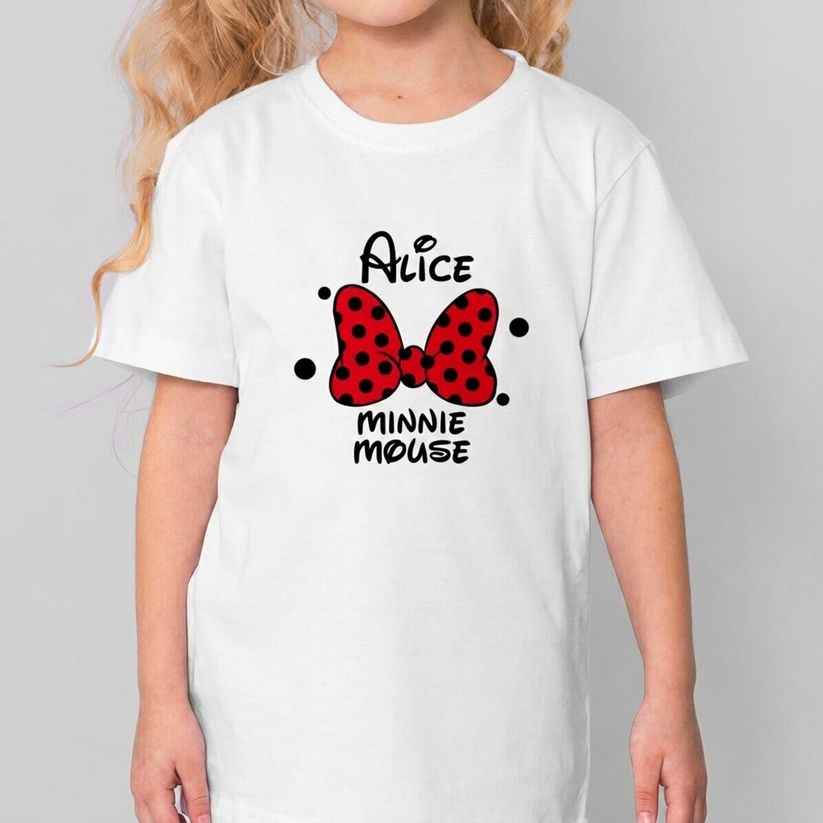 Customised cotton T-shirt for children with text - Mini Mouse