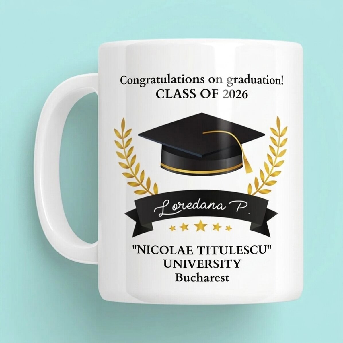 Personalised mug with text - Congratulations on your graduation