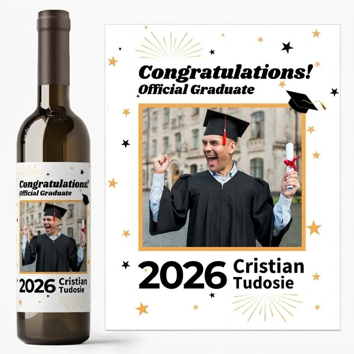 Personalised wine with a photo and text - Official graduate