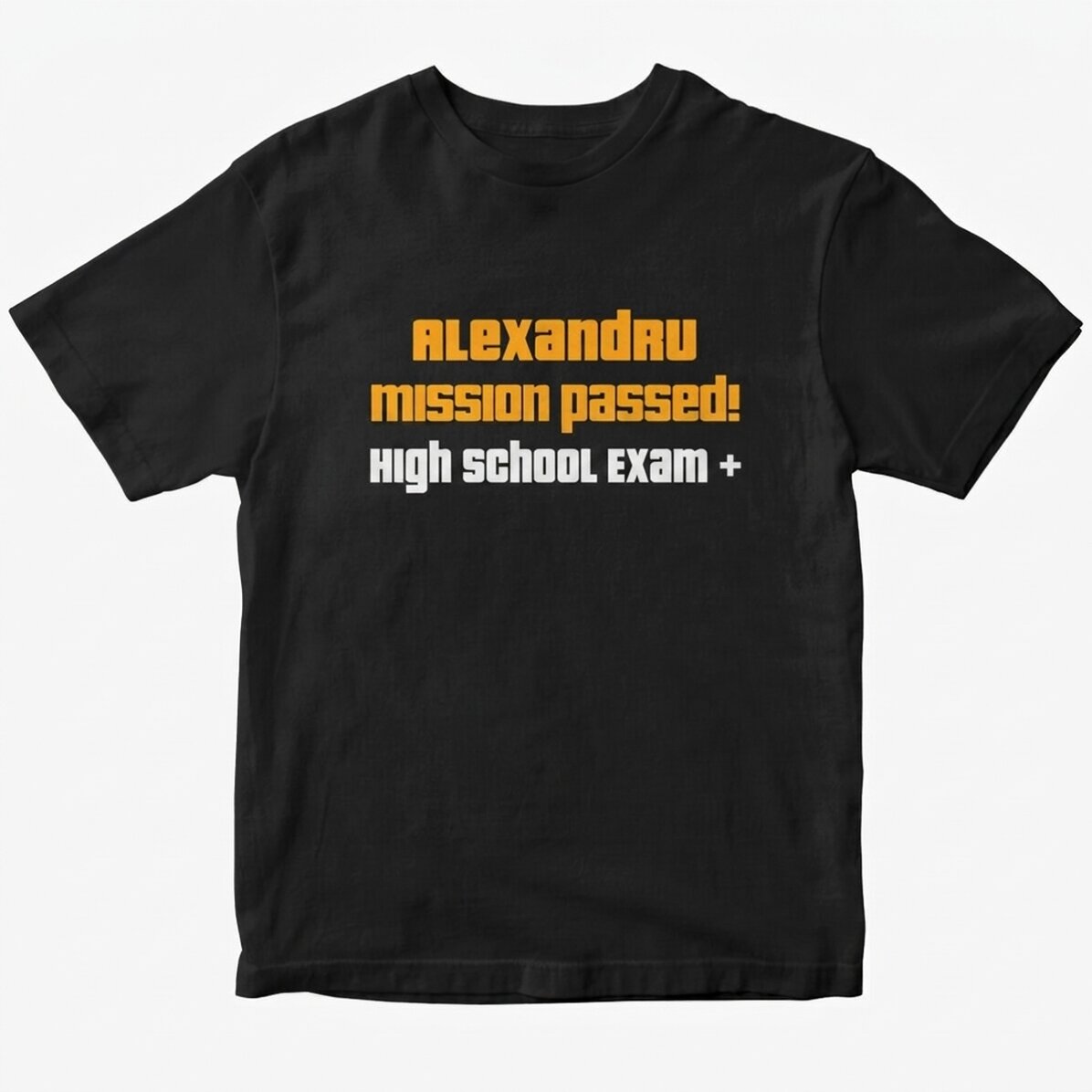 Custom cotton T-shirt with text - Mission passed