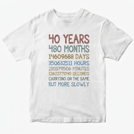 Personalised cotton T-shirt with text - 40 years