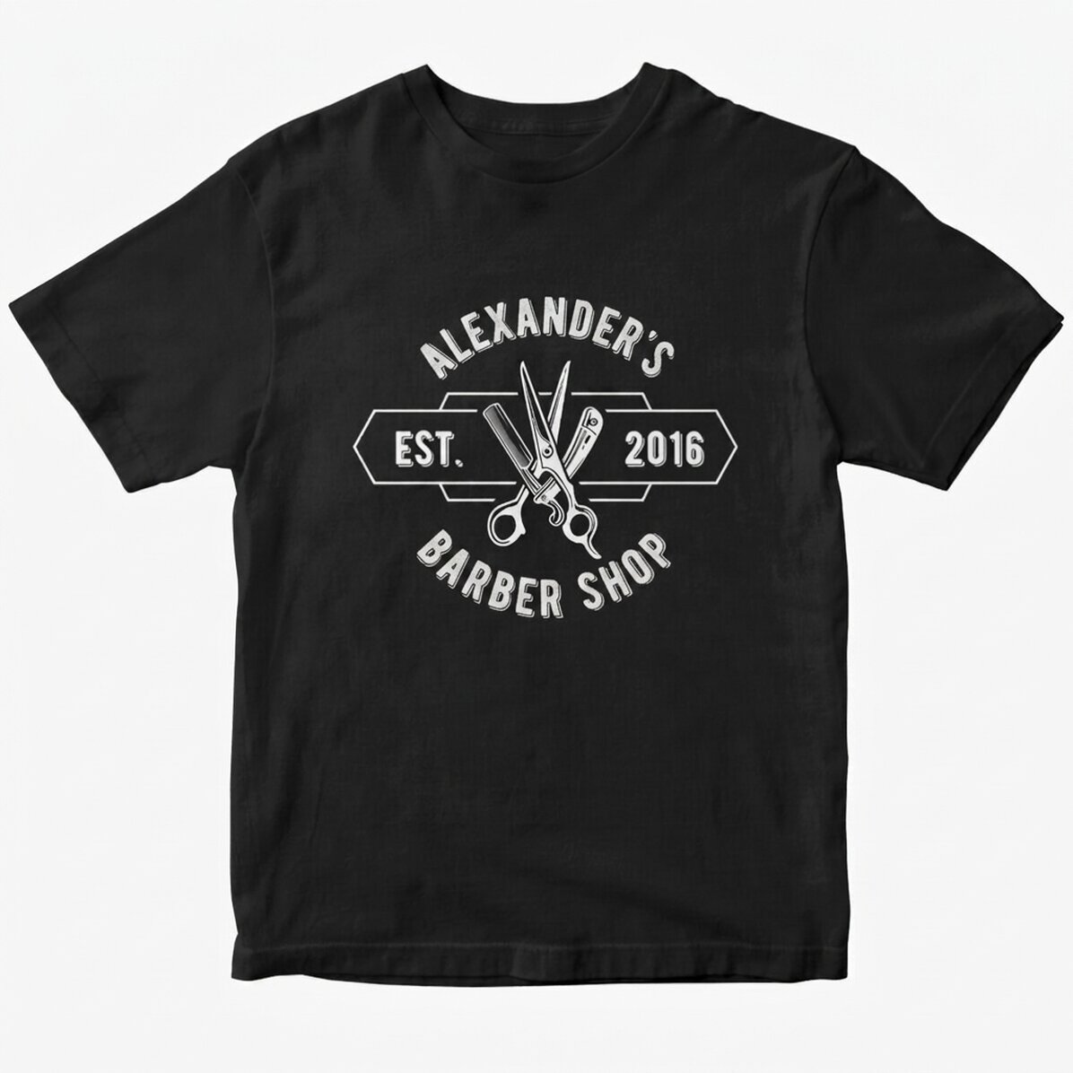 Custom cotton T-shirt with text - Barber Shop