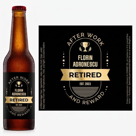 Personalised beer with text - Retirement