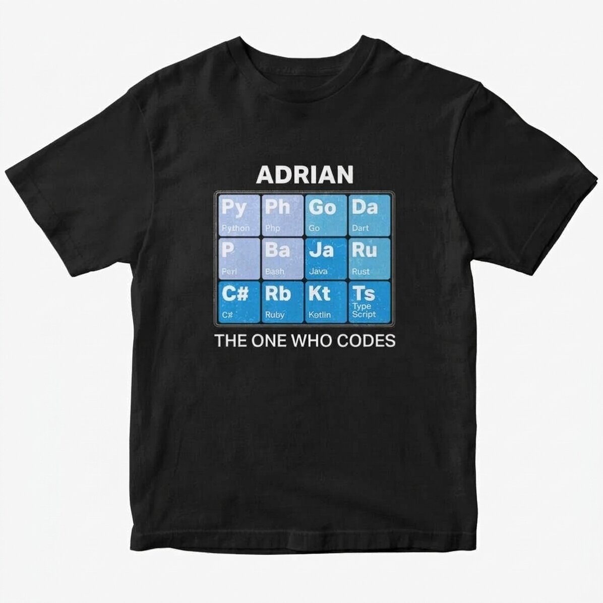 Custom cotton T-shirt with text - Developer periodic table