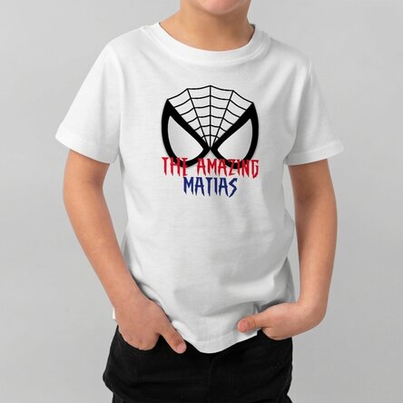 Customised cotton T-shirt for children with text - The Amazing Spider Kid