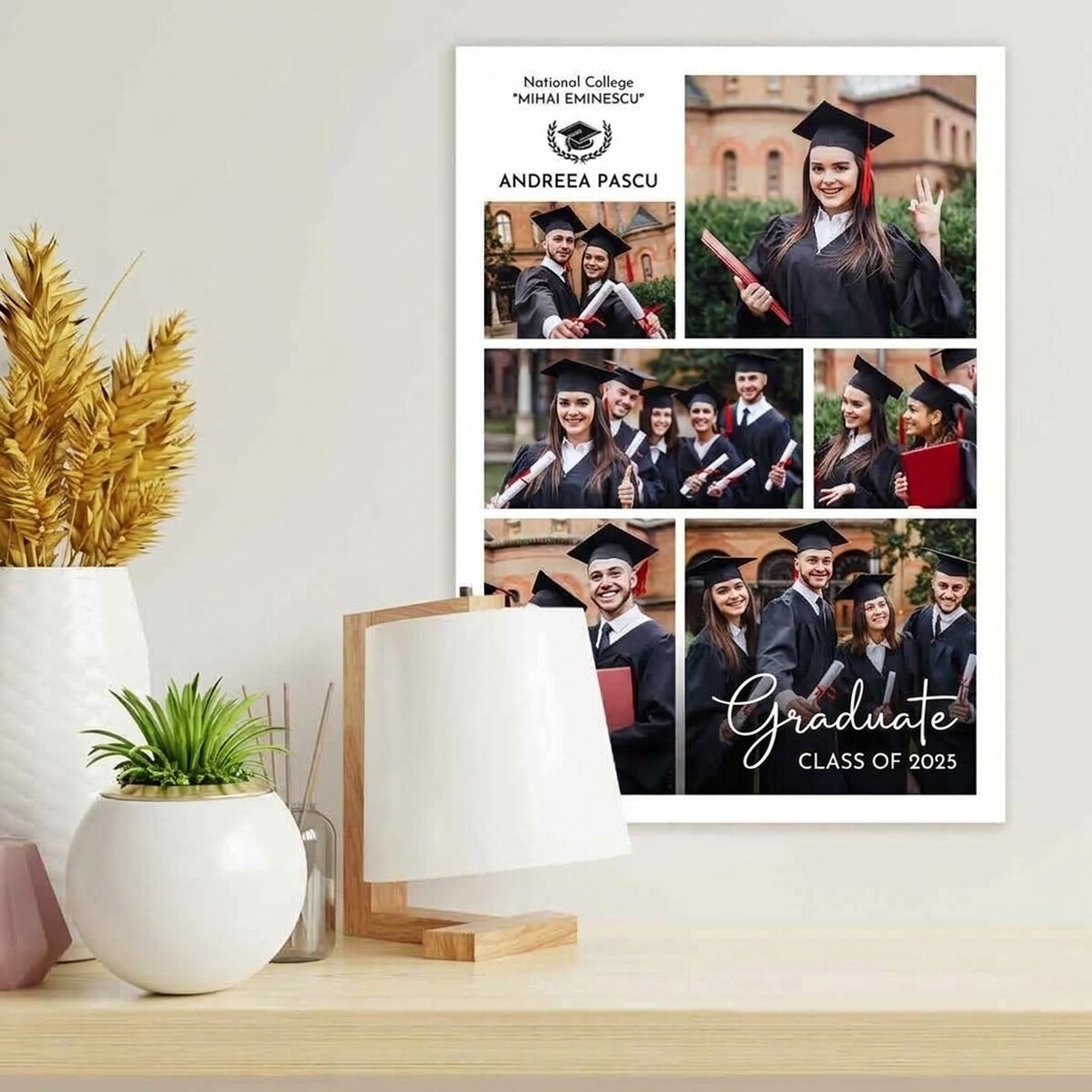 Personalised poster with 6 photos and text - Graduation