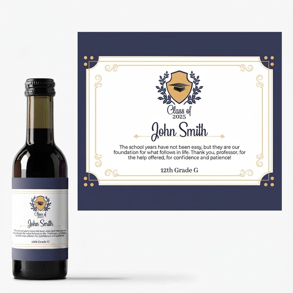 Mini wine bottle personalised with text - Appreciation for teachers