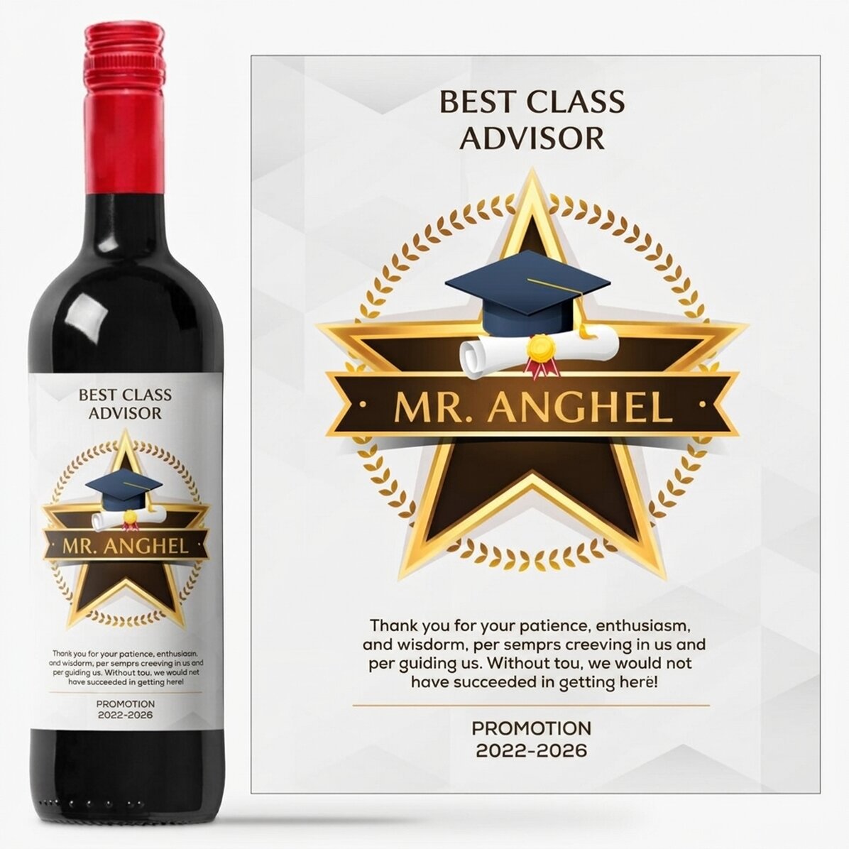Personalised wine with a message of appreciation for teachers