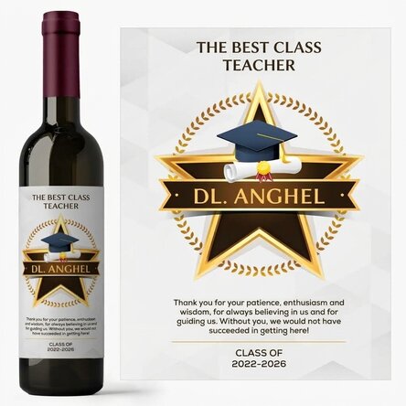Personalised wine with a message of appreciation for teachers