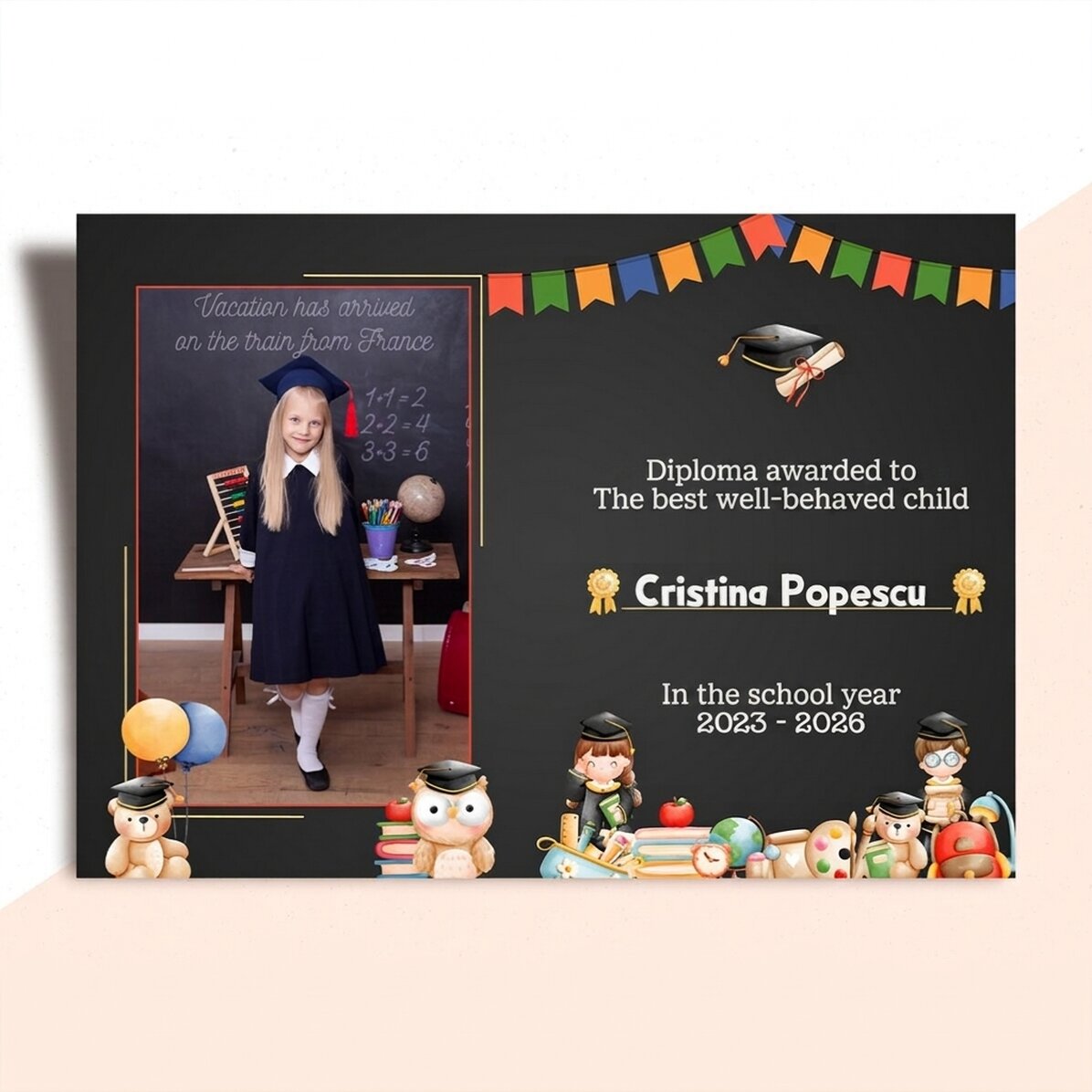 Personalised diploma with photo and text - For schoolchildren