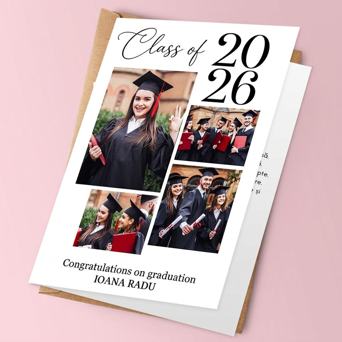 Personalised card with 4 photos and message - Graduation