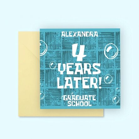 Personalised square card with text - 4 years later