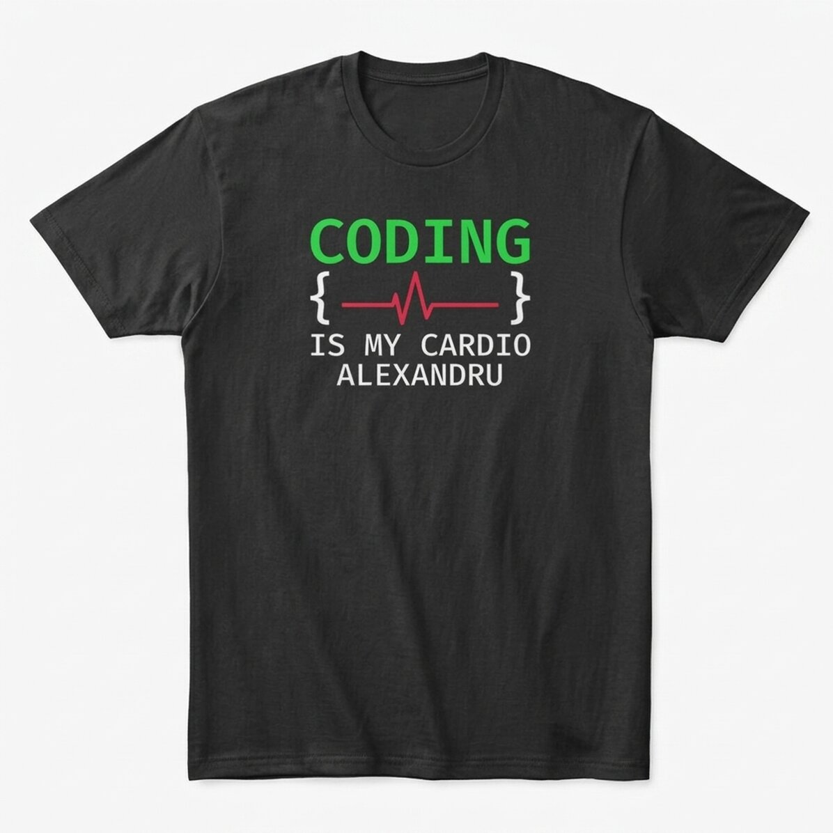 Custom cotton T-shirt with text - Coding is my cardio
