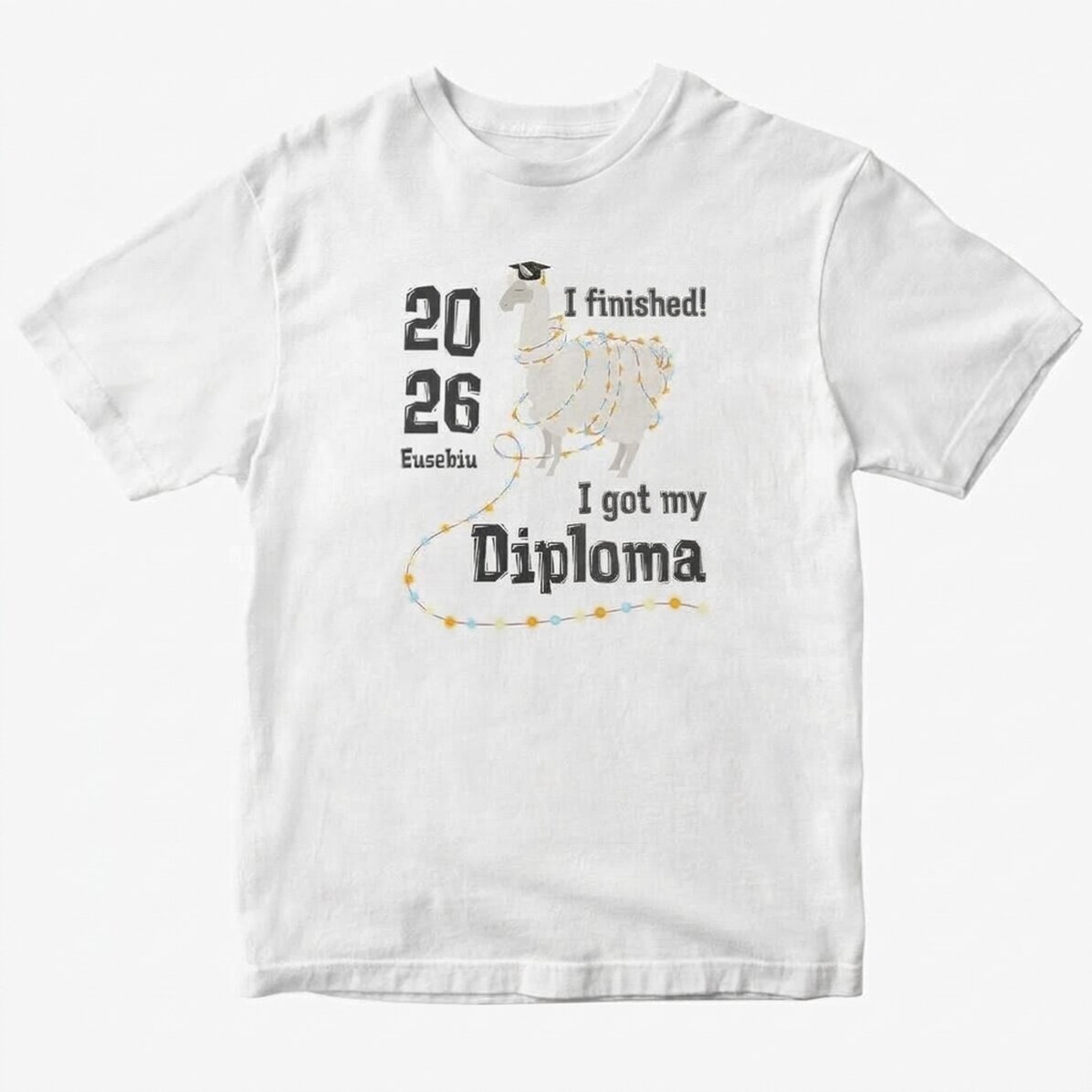 Custom cotton T-shirt with text - Diploma