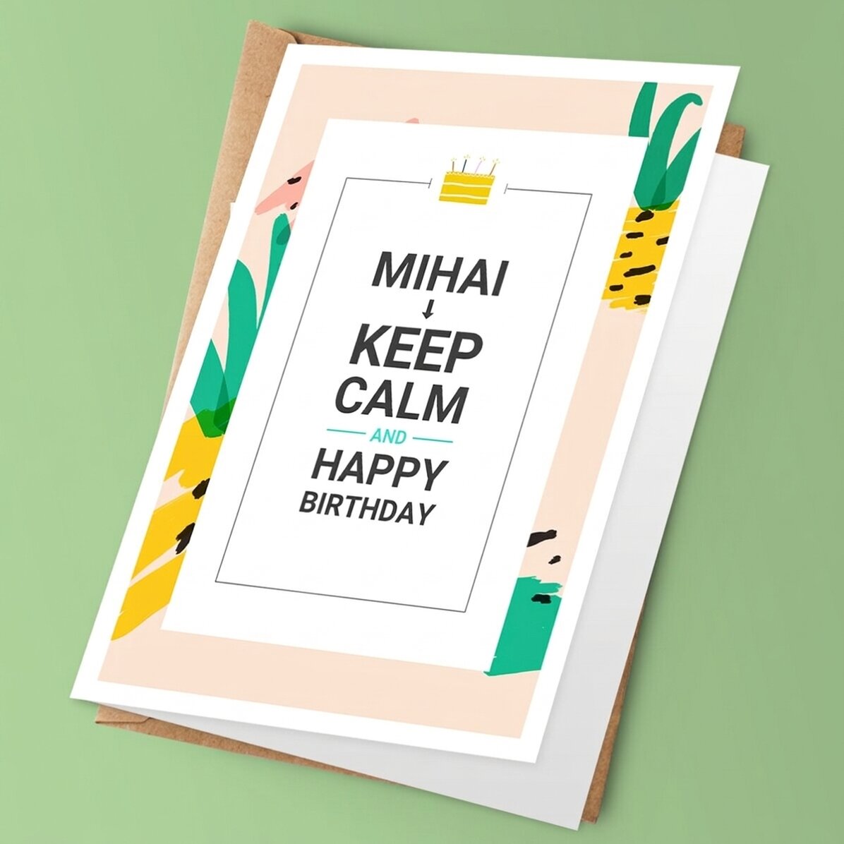 Personalised greeting card with text - KEEP CALM and happy birthday