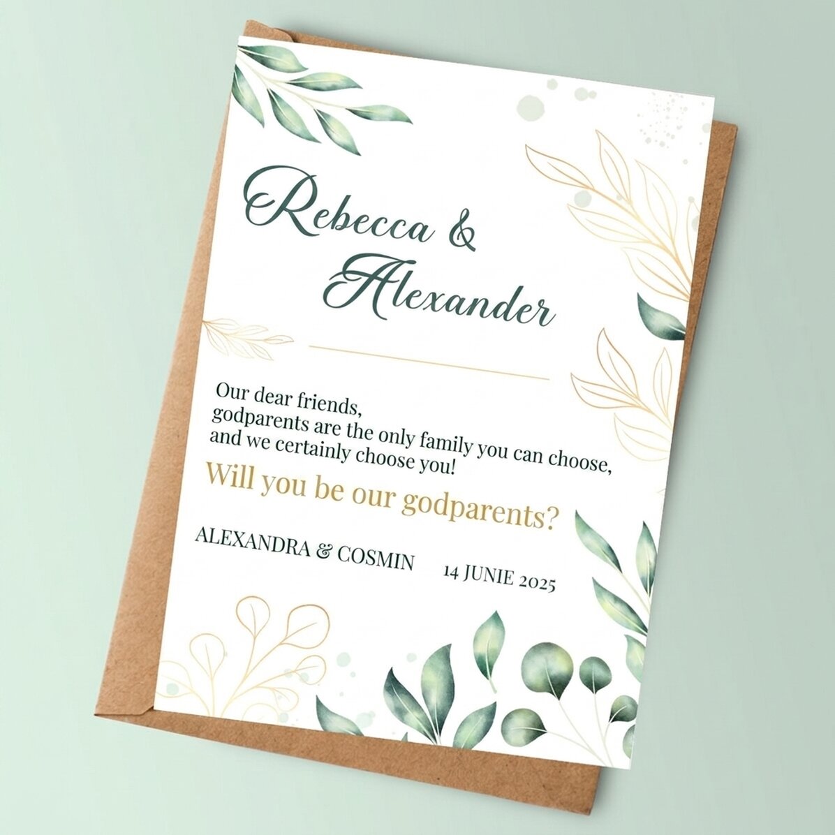 Personalised card with text - Godparent request